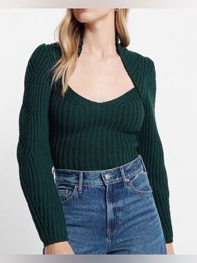 Express Ribbed Scoop Neck Long Sleeve Sweater